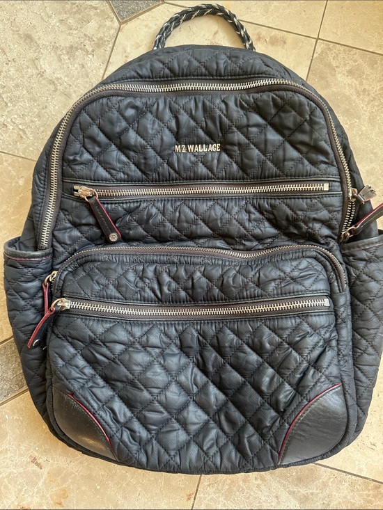MZ Wallace Handbags - MZ Wallace Black Crosby Quilted Backpack with Silver Hardware
